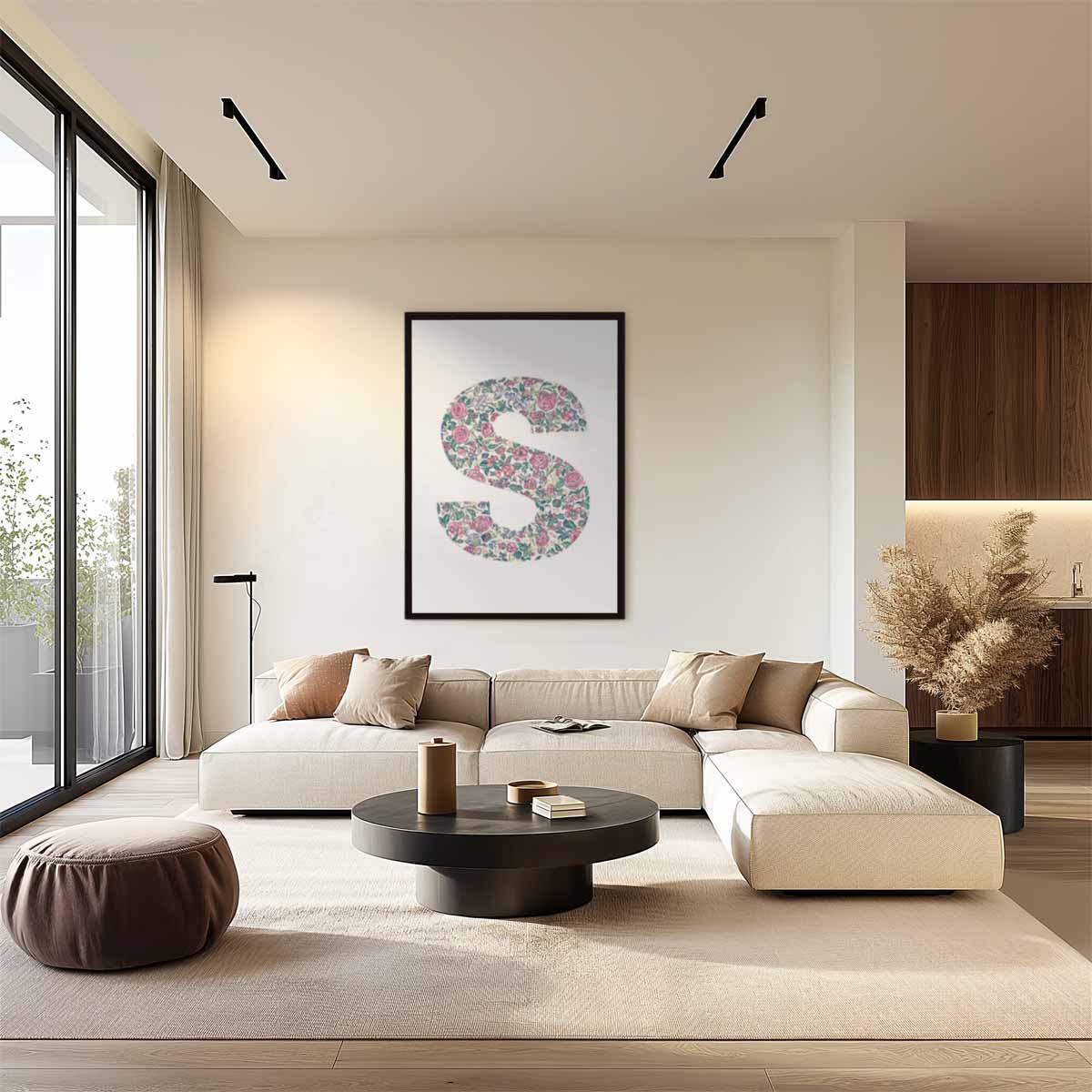 Bloemenpracht in de Letter S Kunstwerk-canvas-dibond-plexiglas-wanddecoratie-WallArtistic