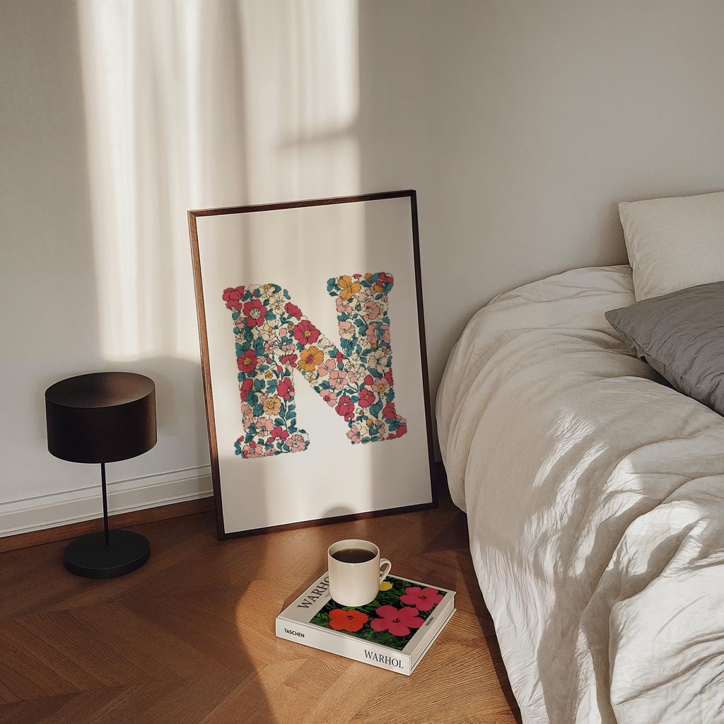 Bloemrijke Letter N Poster-WallArtistic
