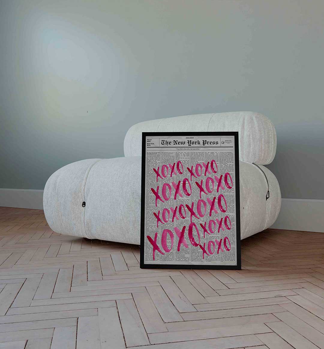 Xoxo op krantenachtergrond Poster