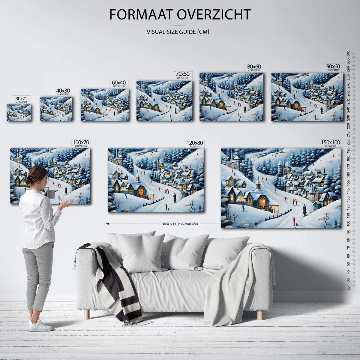 Winterdorp in de sneeuw Poster