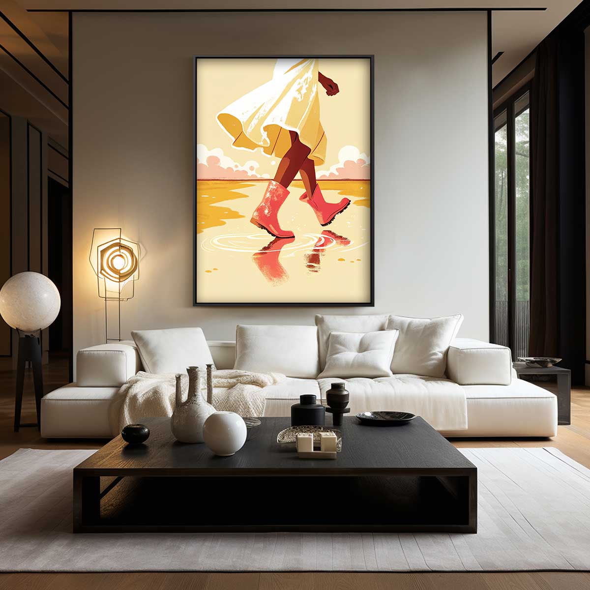 Wandeling in de Regen Kunstwerk-canvas-dibond-plexiglas-wanddecoratie-WallArtistic