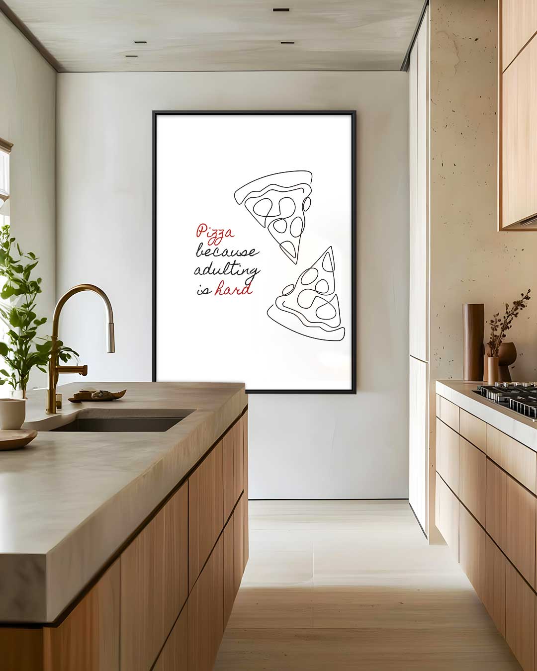 Humoristische Pizza Illustratie Kunstwerk-canvas-dibond-plexiglas-wanddecoratie-WallArtistic