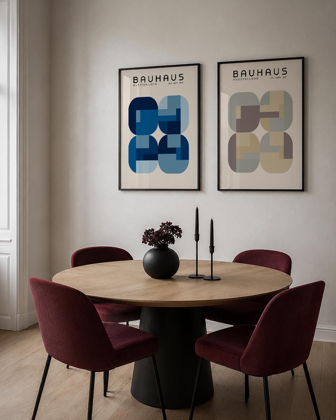 Blauwe vormenritme Posterset