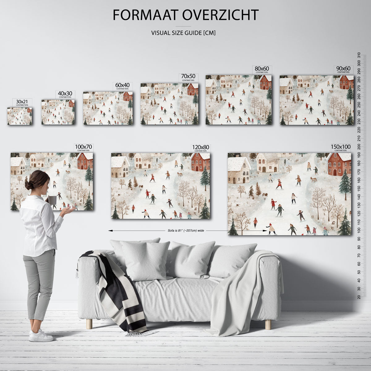 Winterse schaatstaferelen Poster