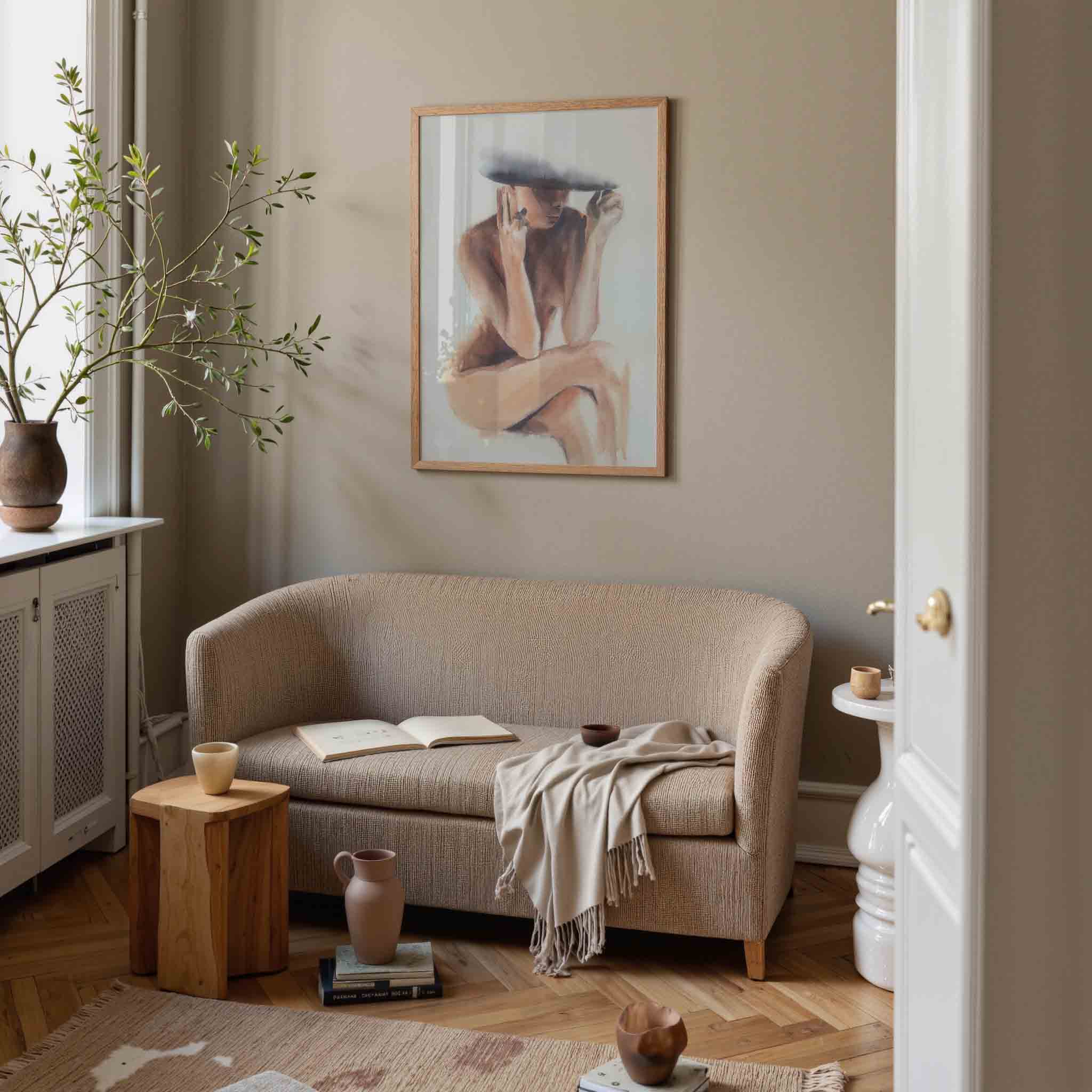 Zittende figuur met hoed Poster