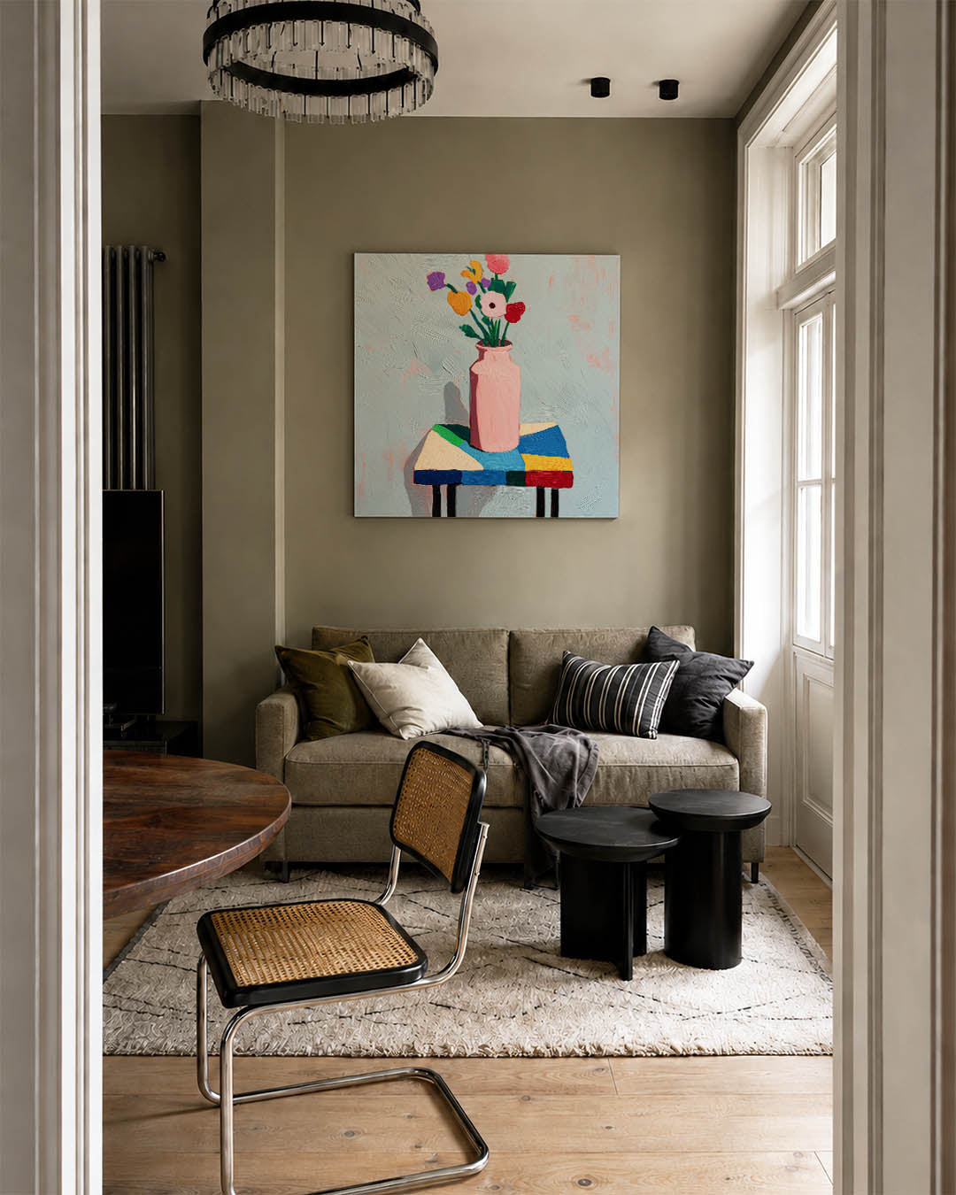 Kleurrijke bloemenvaas Kunstwerk