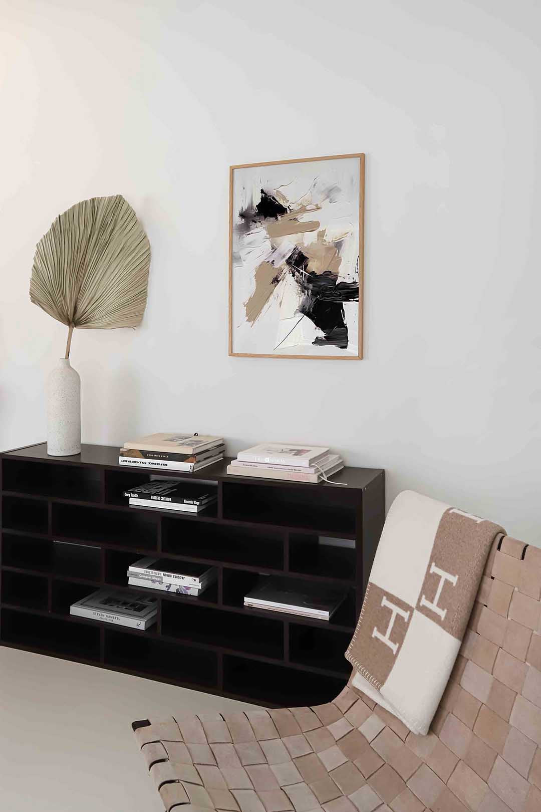 Abstracte beige en zwarte Poster