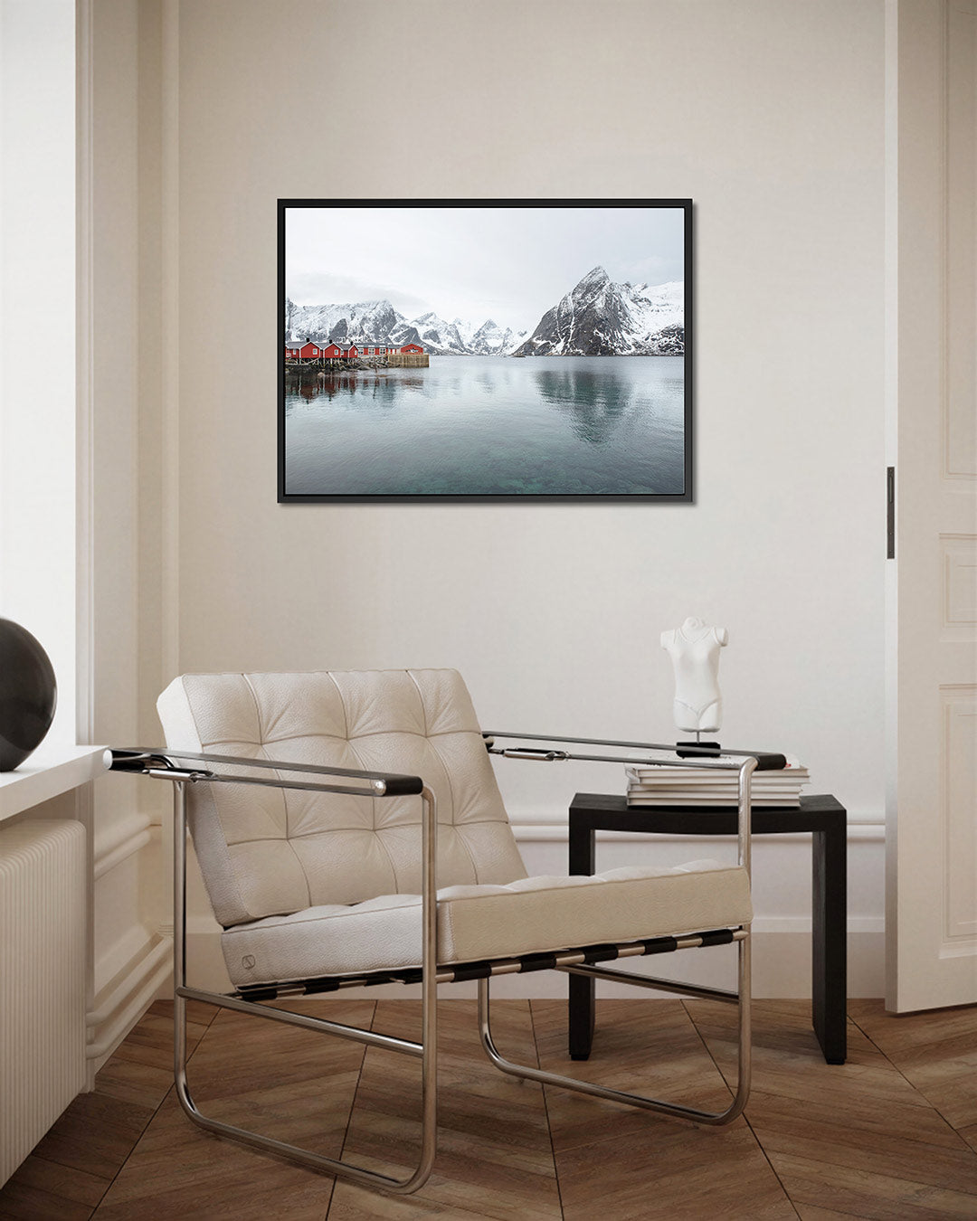 Rode huisjes bergen Kunstwerk