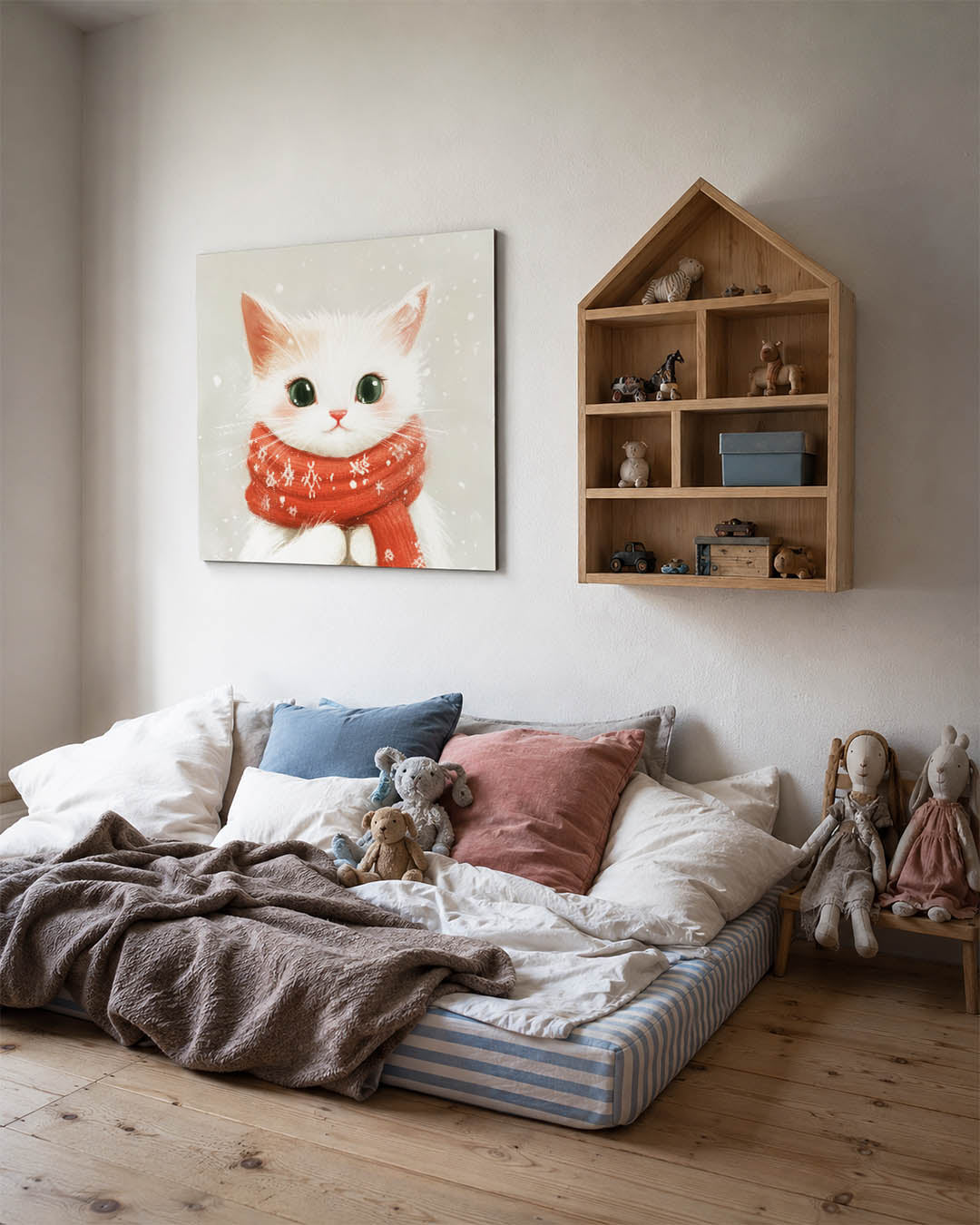 Schattige kat met sjaal Kunstwerk