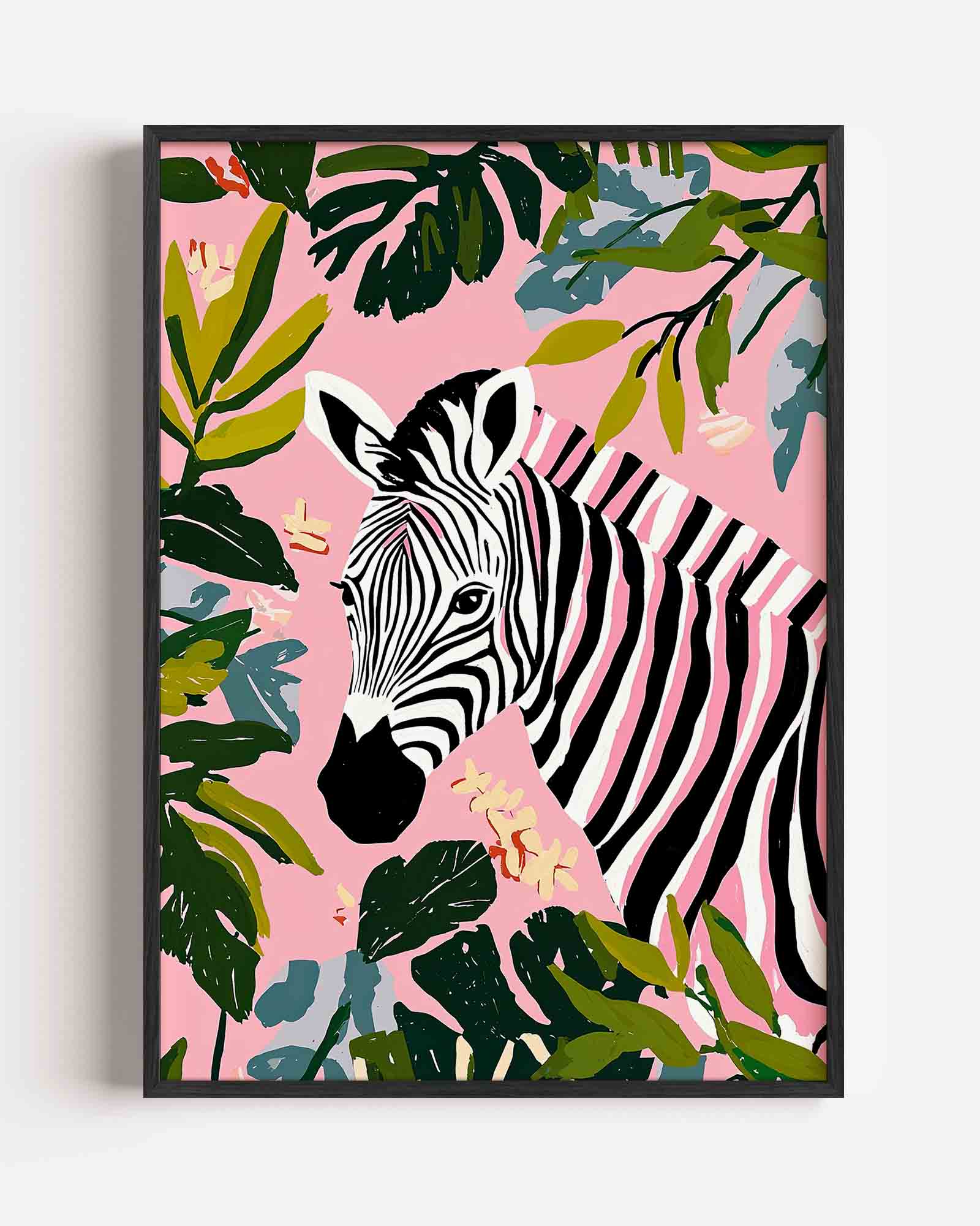 Zebra en bladeren Poster