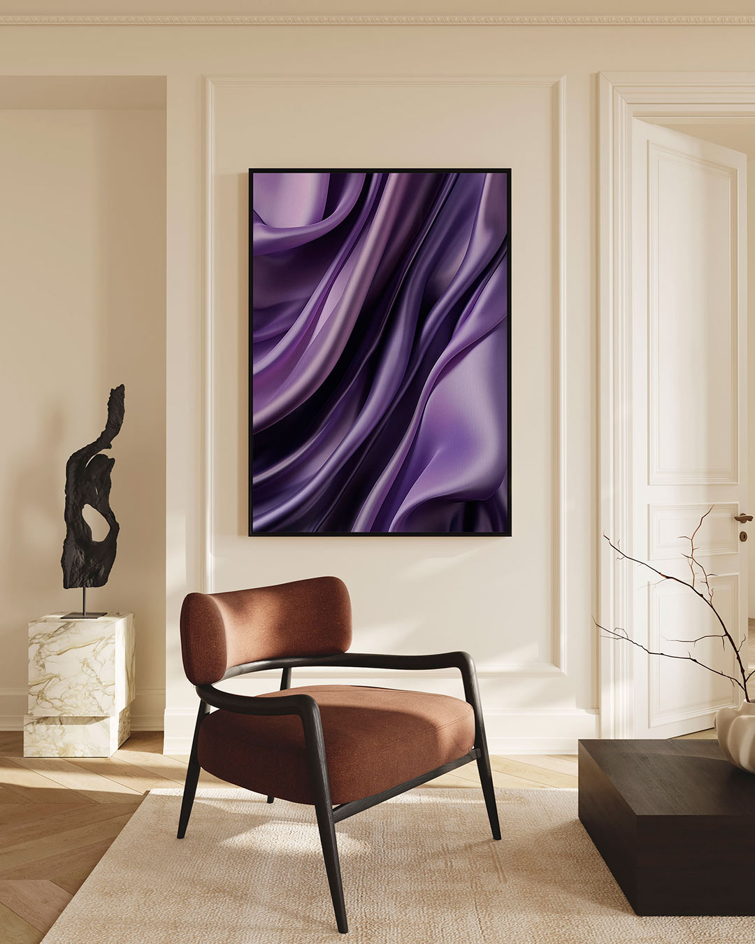 Golvende paarse vormen Kunstwerk