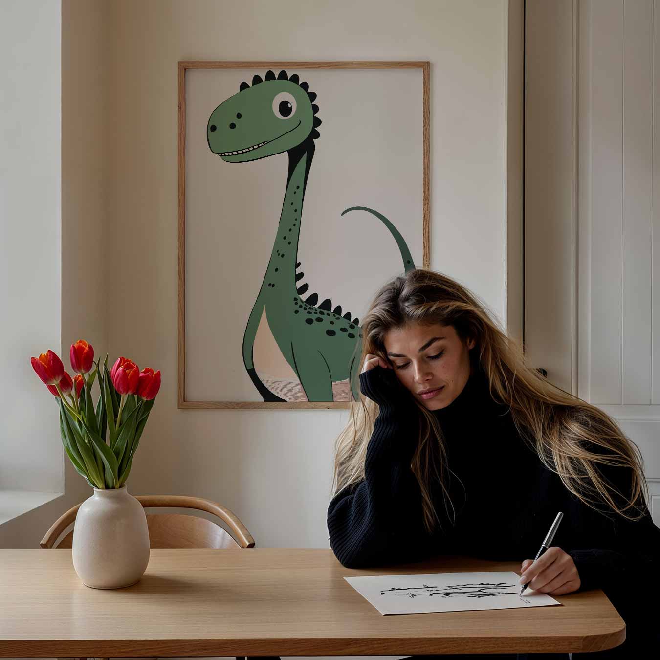 Vrolijke Dino Vriend Poster-WallArtistic