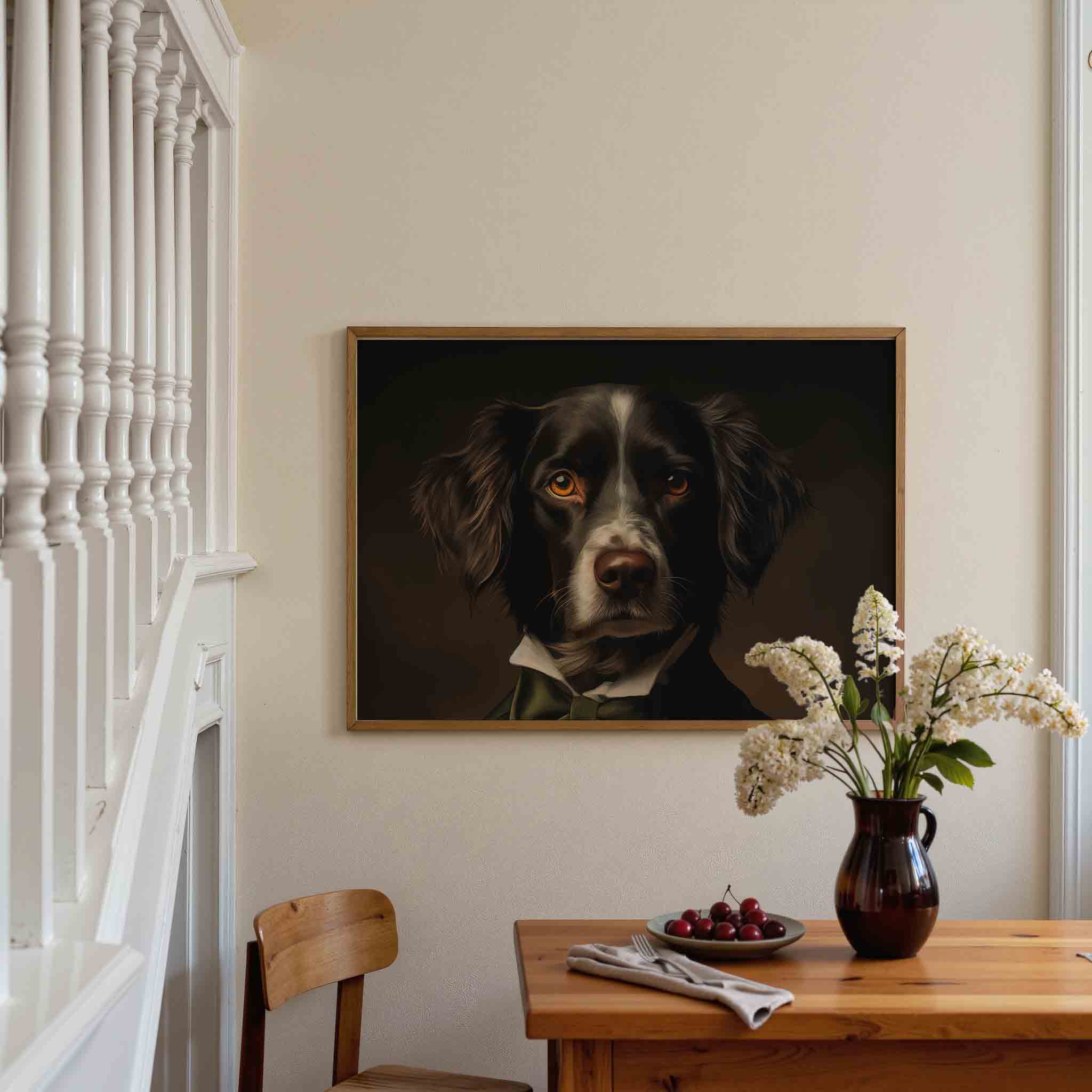 Hond met groene strik Poster