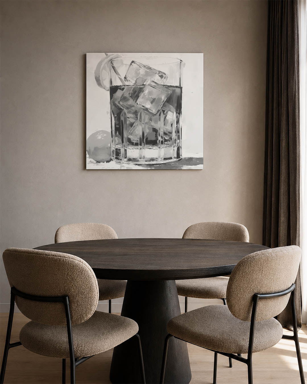 Glas met ijsblokjes Kunstwerk