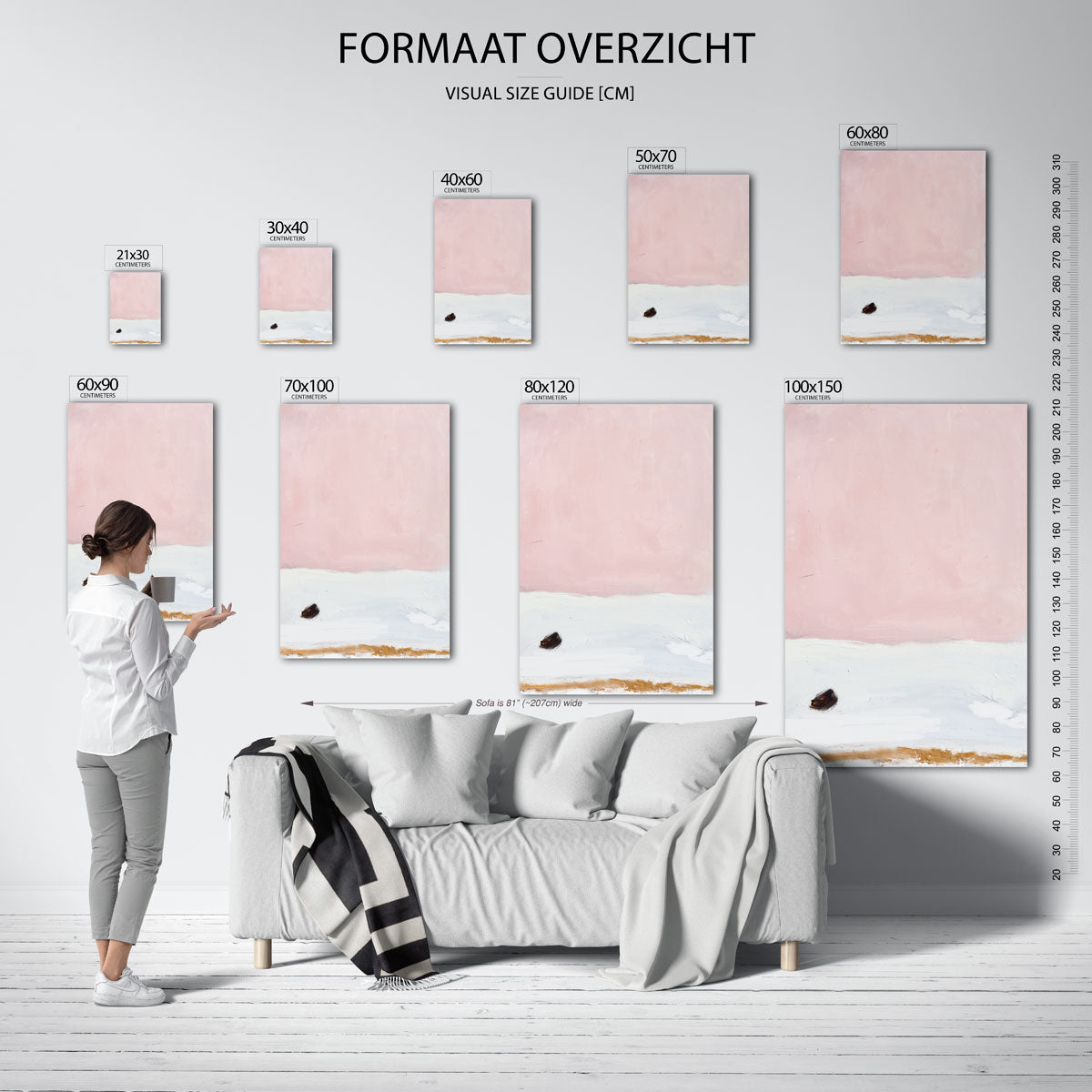 Roze en witte abstracte Poster