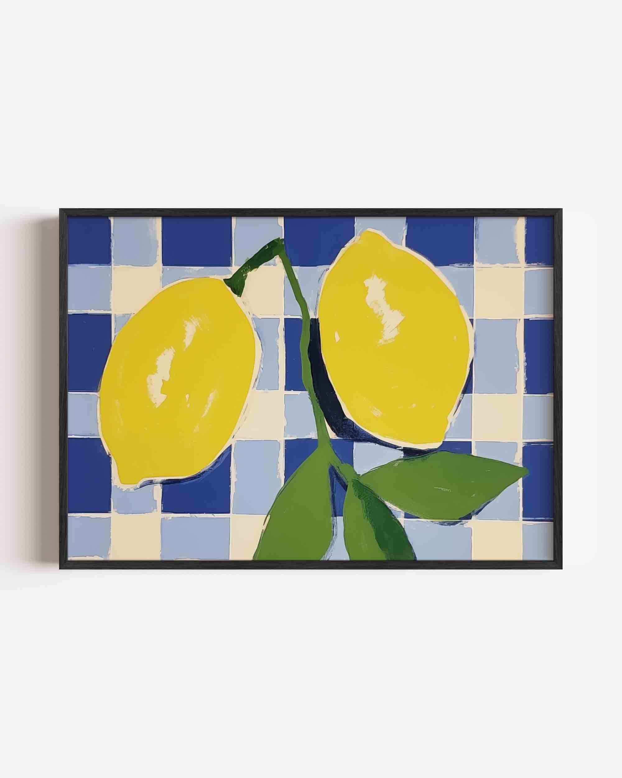 Citroenen op blauw wit Poster