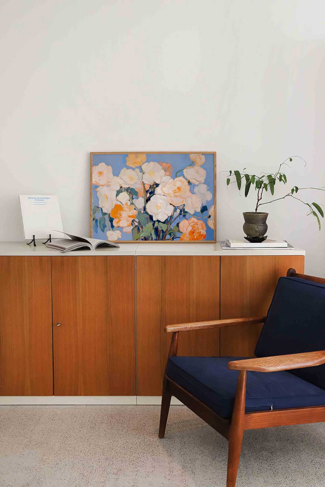 Bloemen in blauw Poster