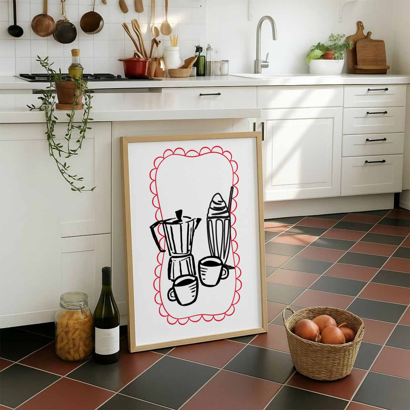 Stijlvolle Koffie Illustratie Poster-WallArtistic