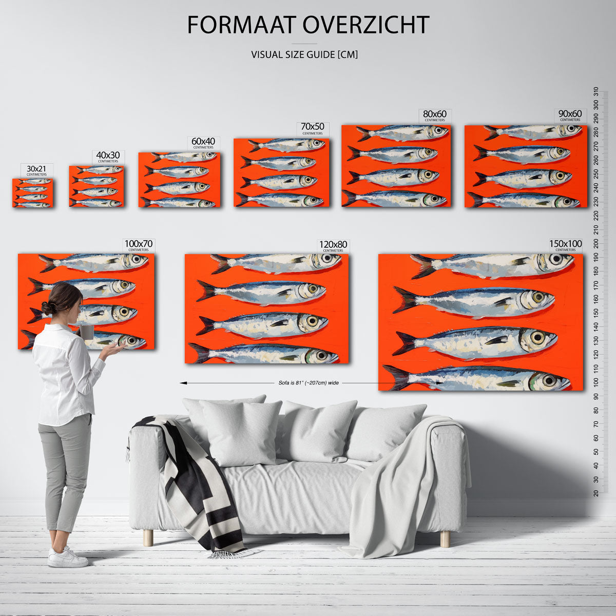 Vier vissen op oranje Poster