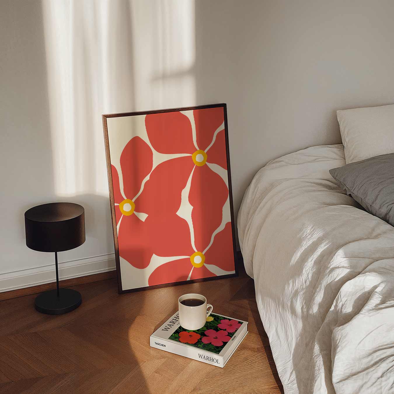 Bloemenpracht in Koraal Poster-WallArtistic