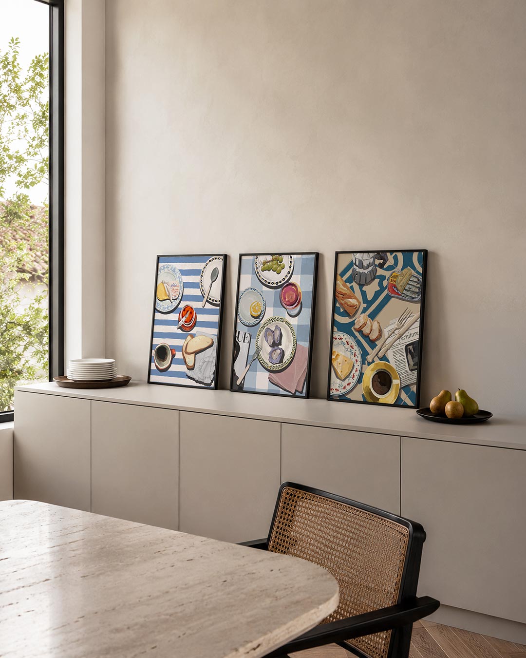 Ontbijt op strepen Posterset