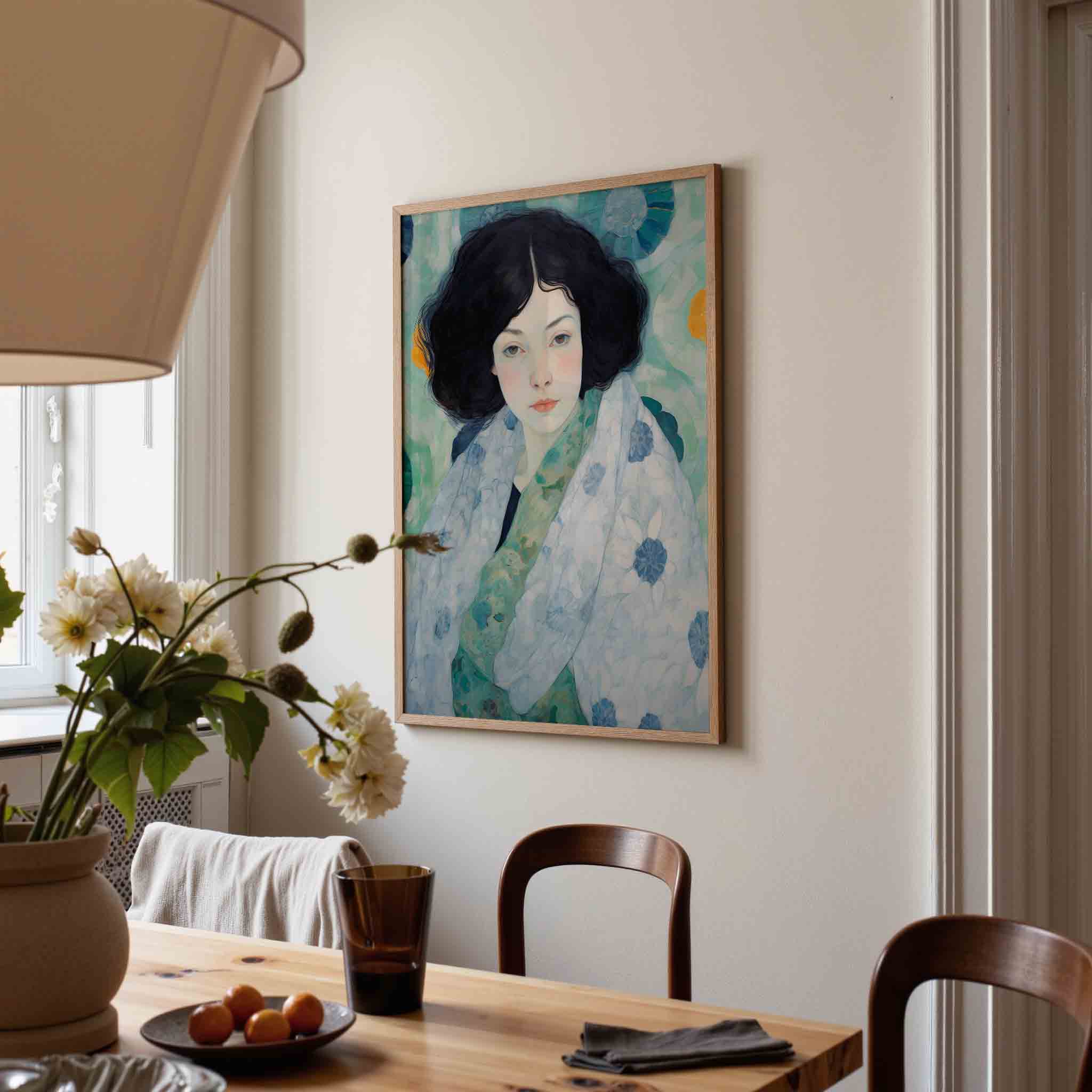 Vrouw met bloemenpatroon Poster