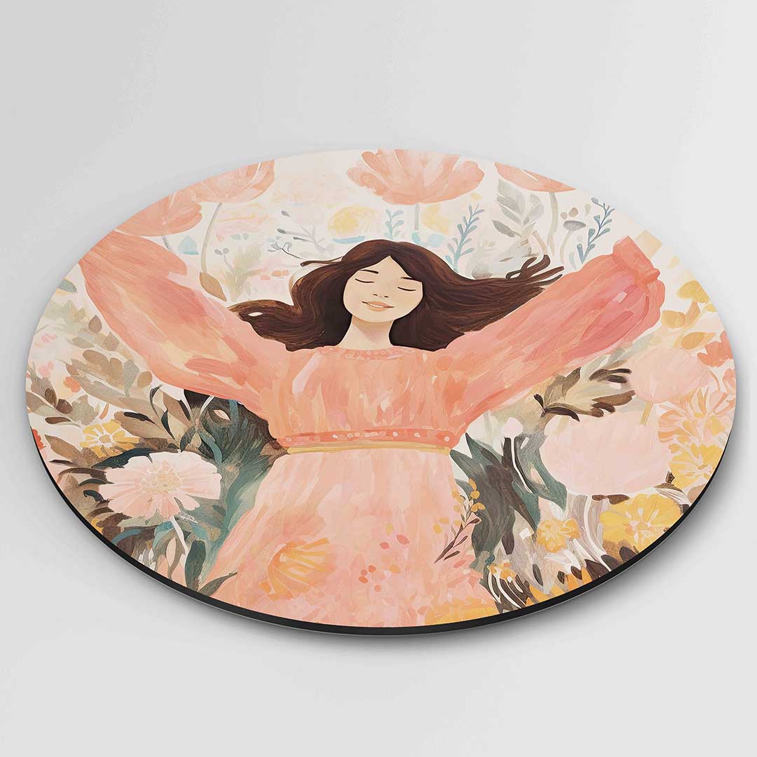 Vrouw in bloemen Muurcirkel