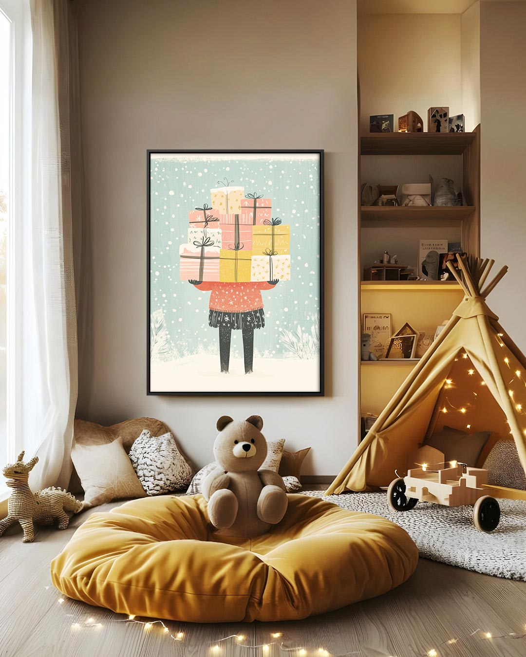 Vrolijke cadeau illustratie Kunstwerk