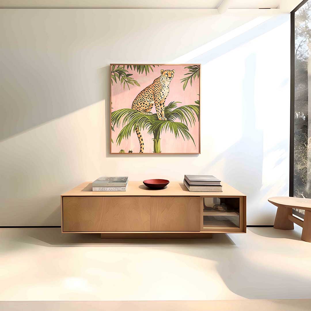 Luipaard op palm Poster
