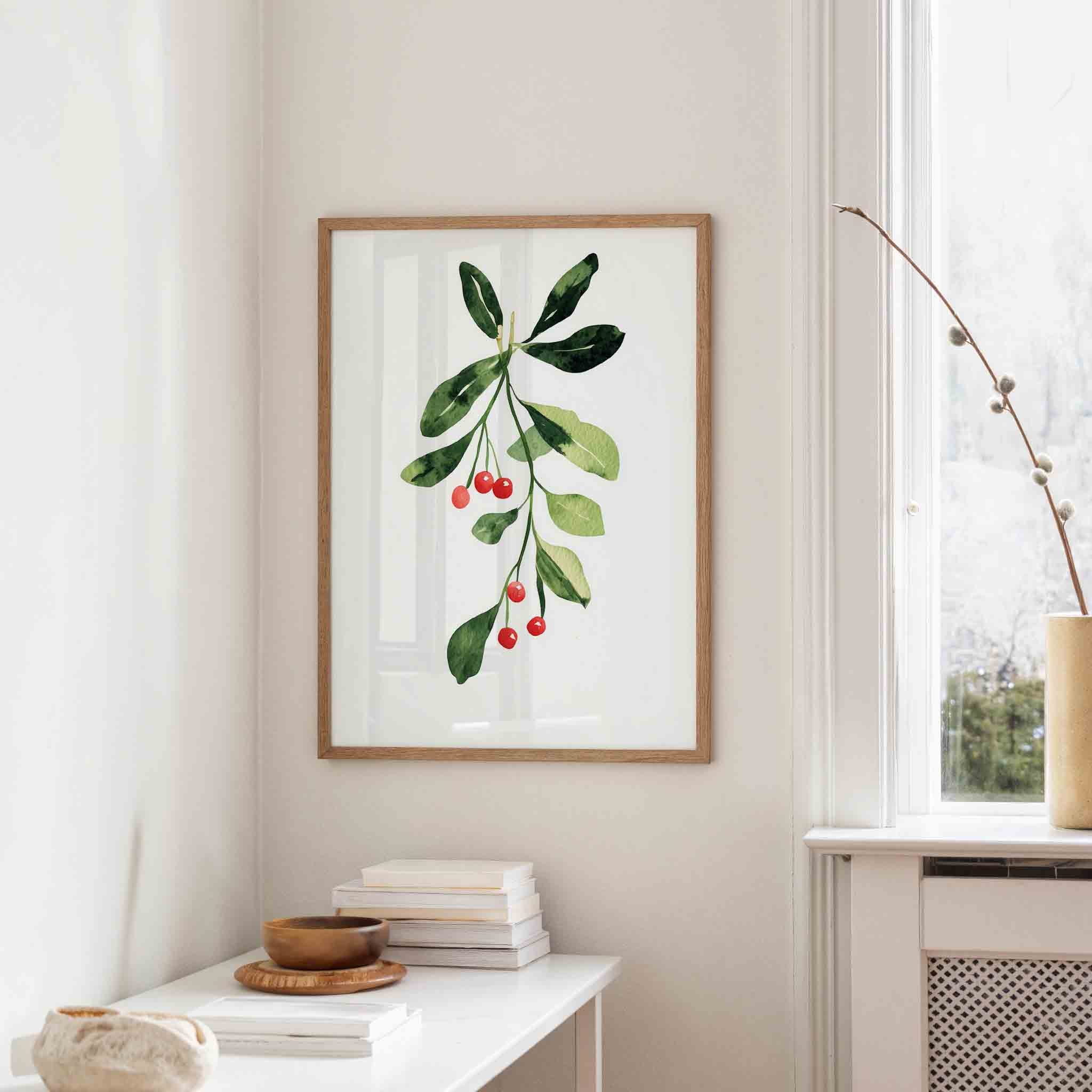 Groene bladeren en rode bessen Poster