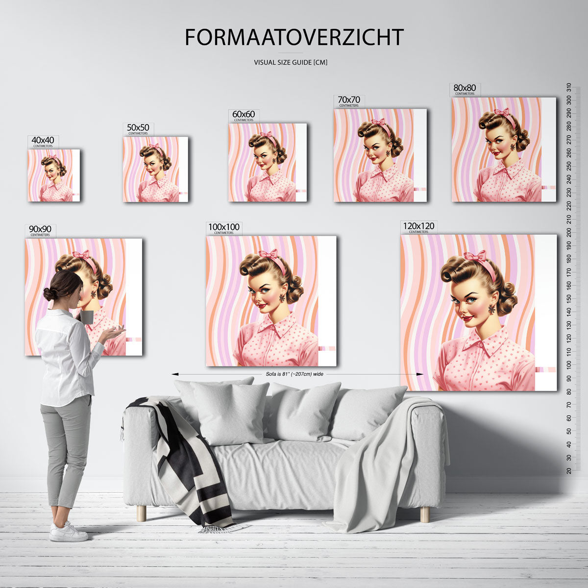 Vrouw met roze strik Poster