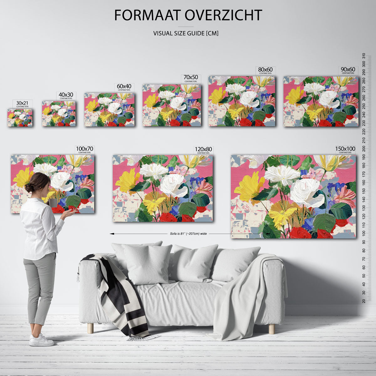 Bloemen op roze achtergrond Poster