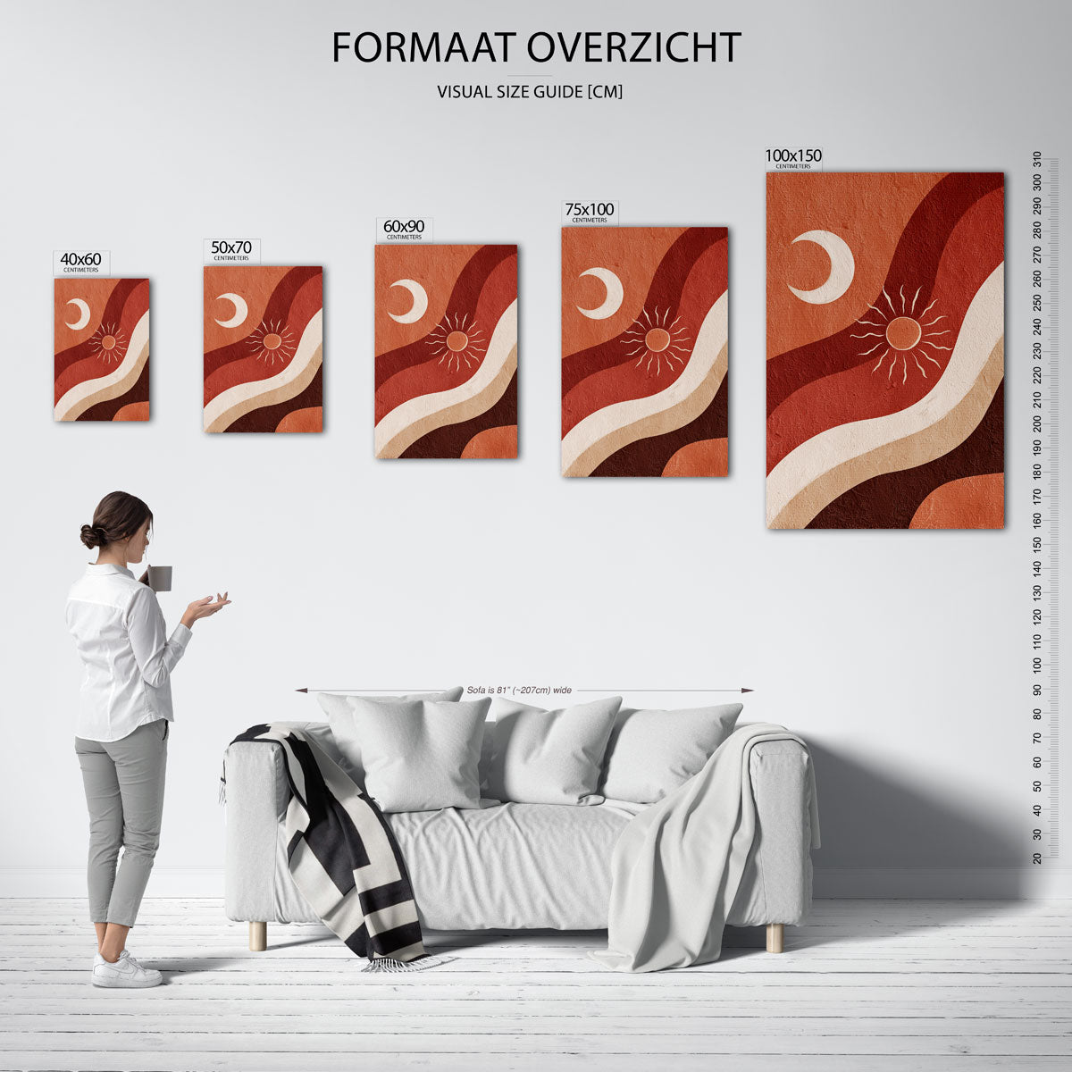 Golvende zon en maan Kunstwerk