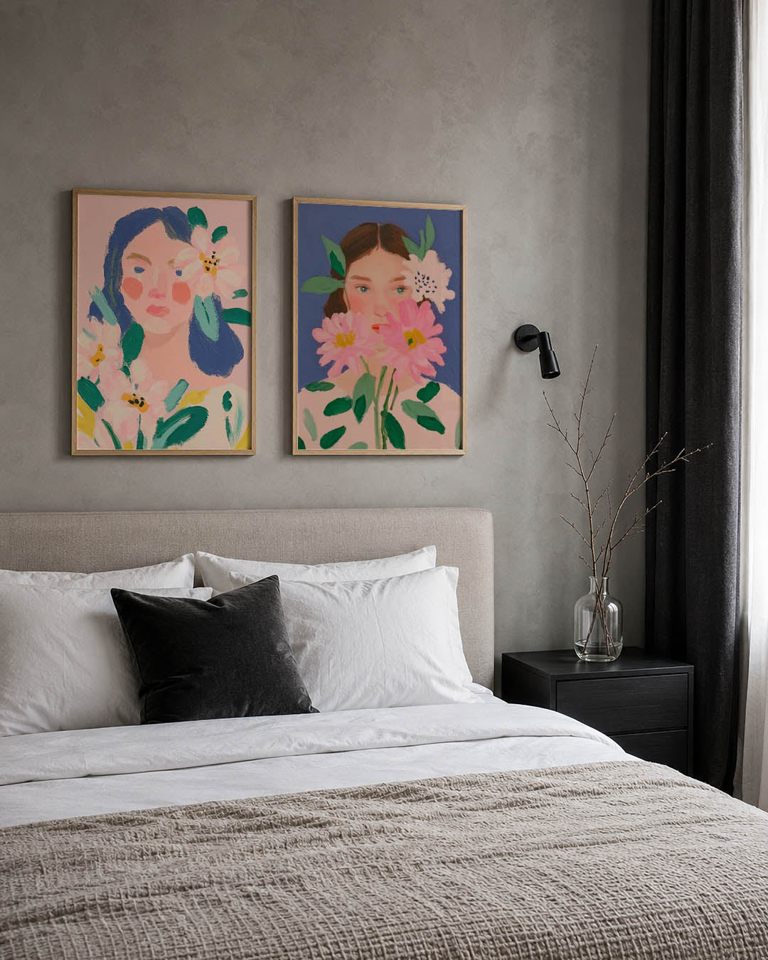 Bloemrijke portretkleuren Posterset