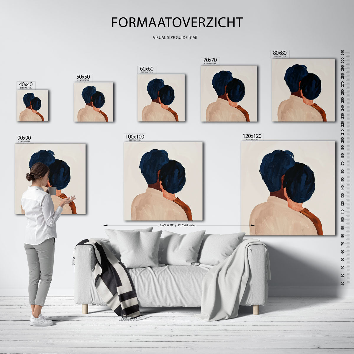 Twee figuren met blauwe kapsels Poster