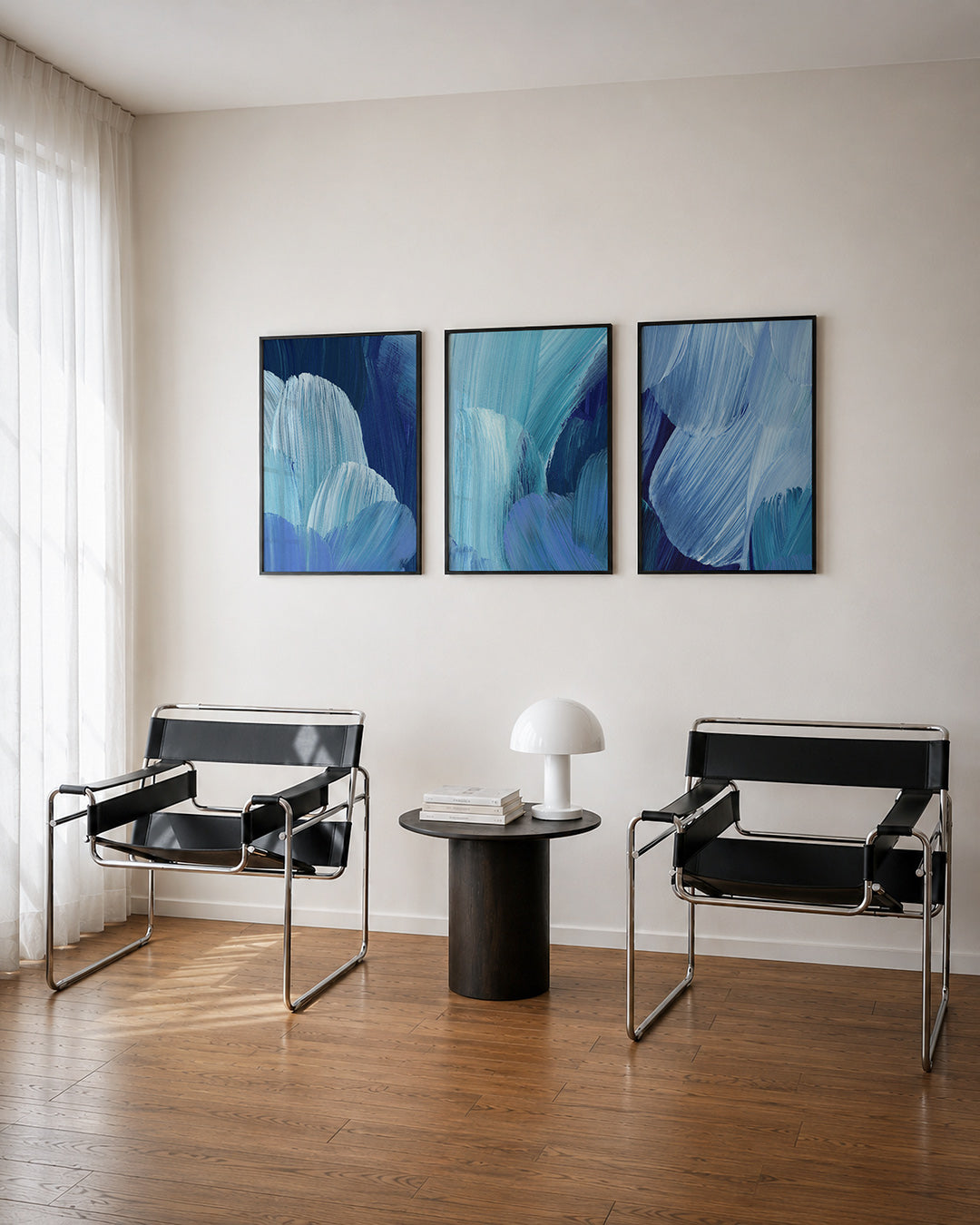 Blauwe borstelstreken Posterset