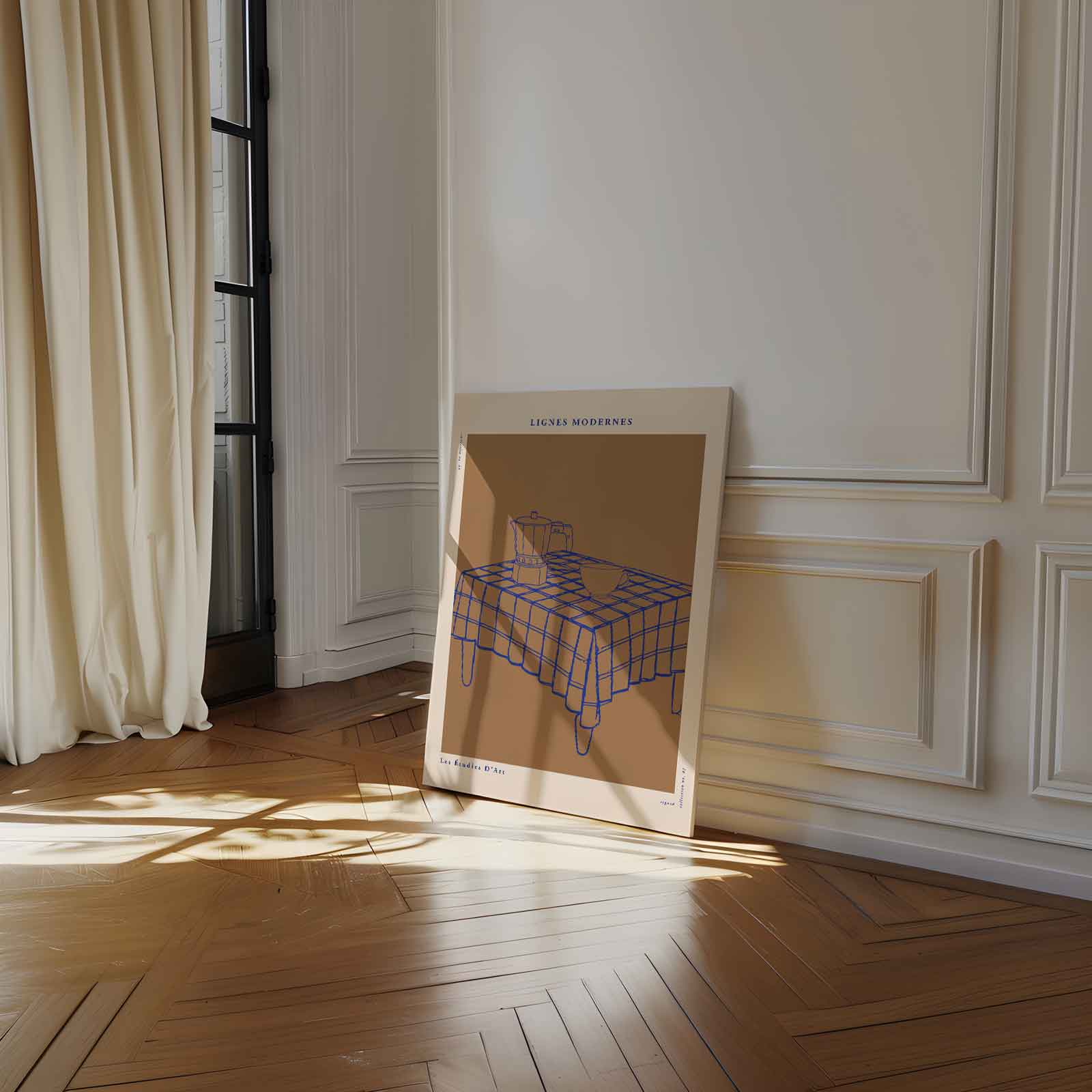 Lijnen en Koffie Kunstwerk-canvas-dibond-plexiglas-wanddecoratie-WallArtistic