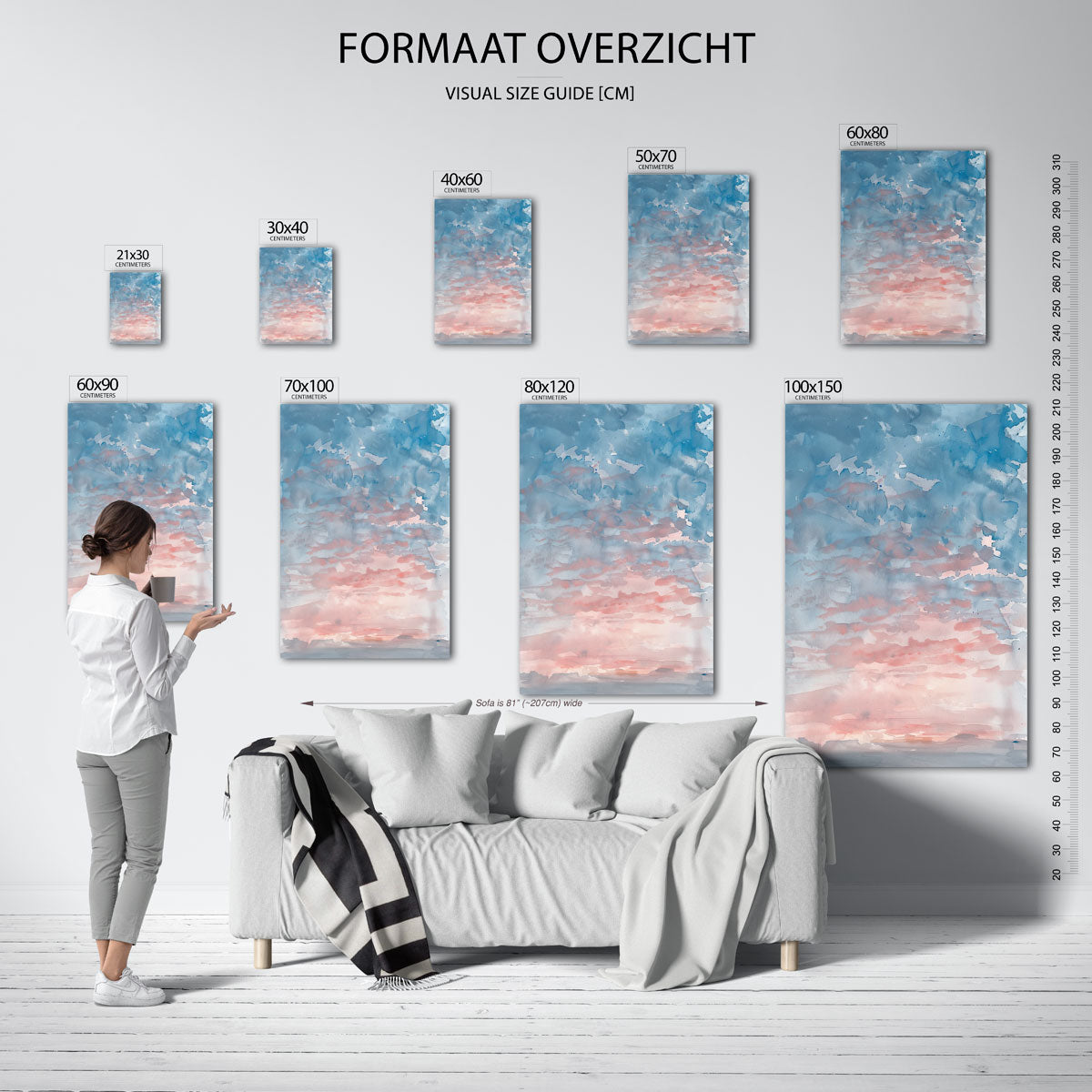 Blauwe en roze lucht Poster