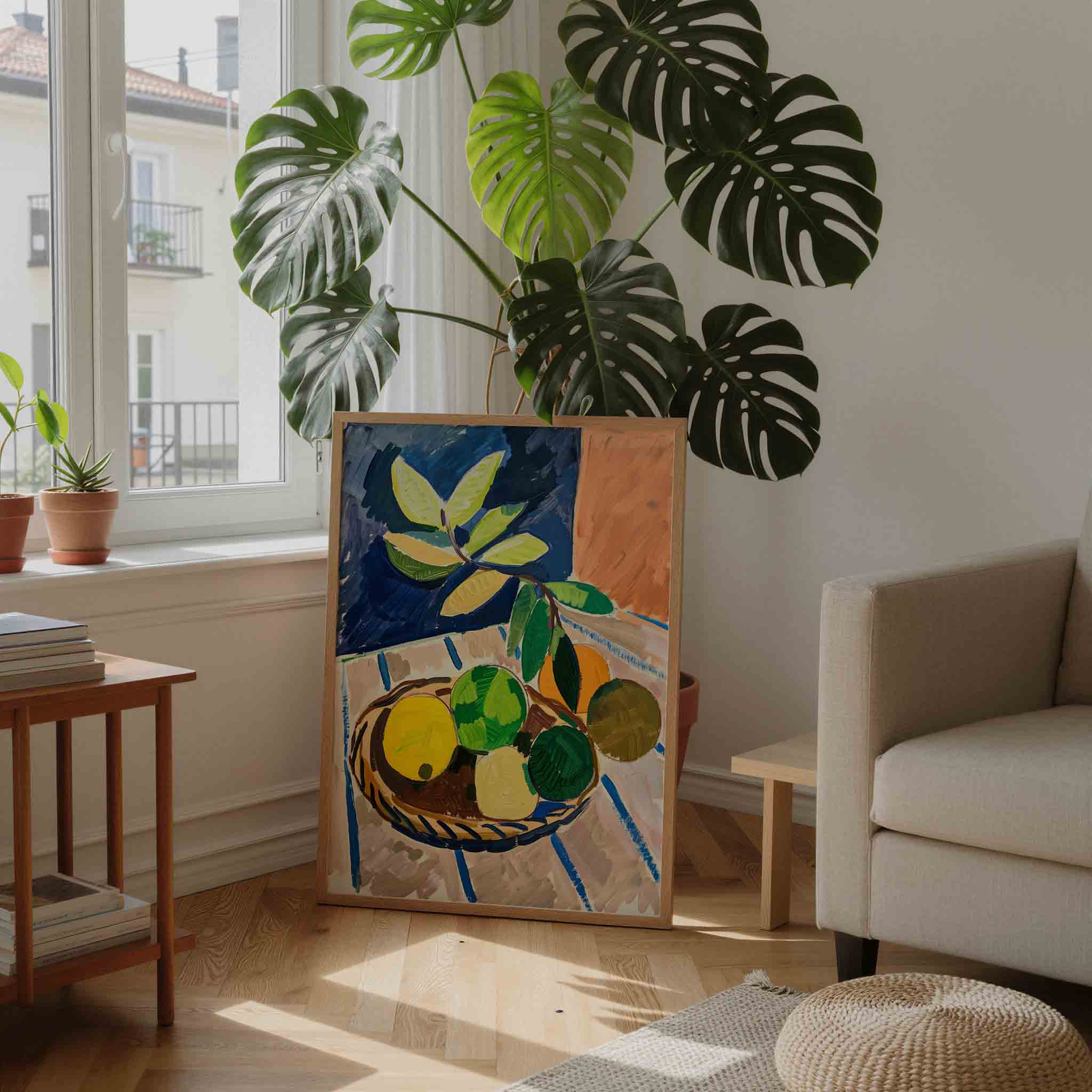 Fruitmand met bladeren Poster