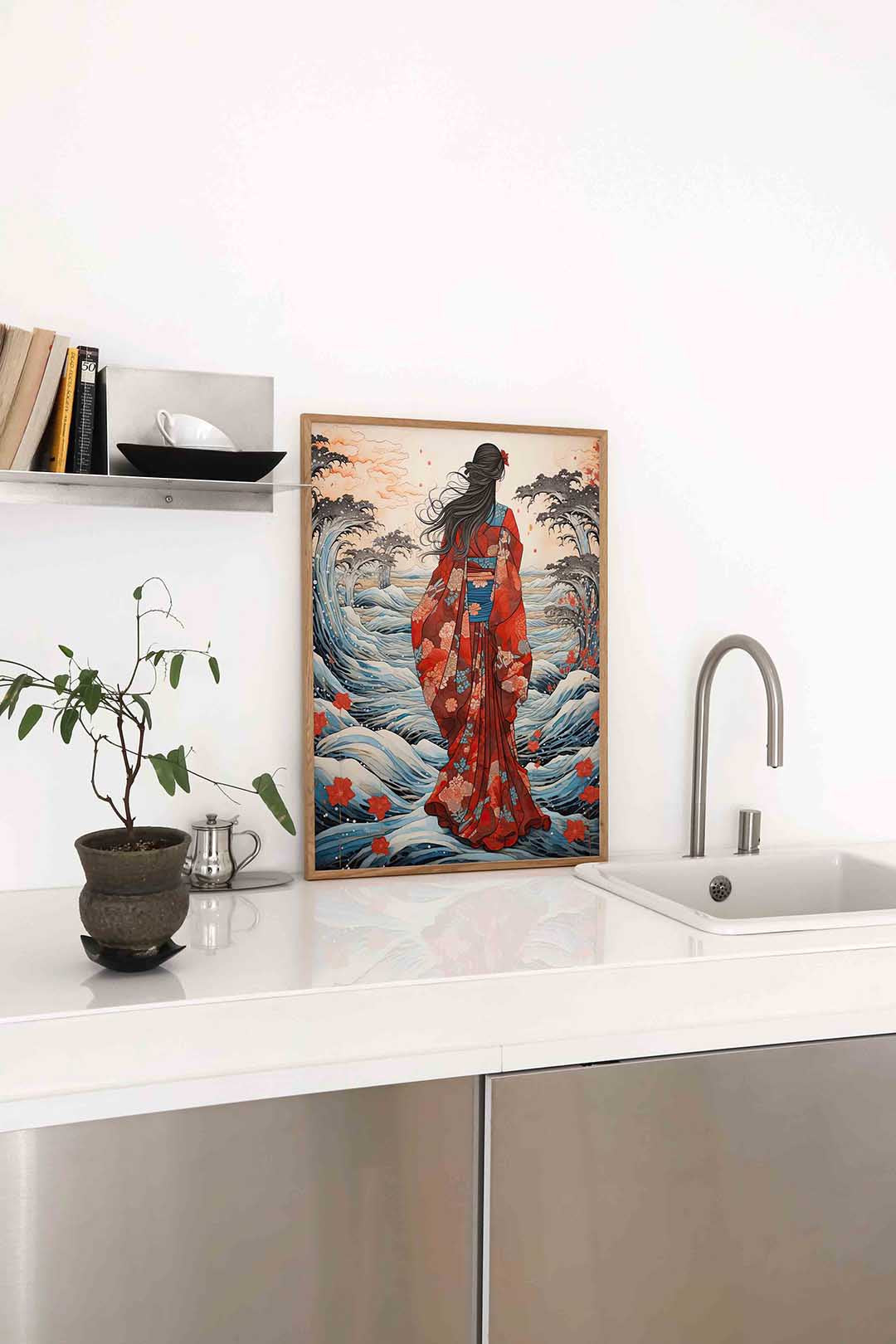 Vrouw in kimono Poster