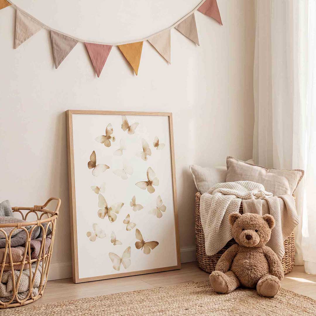 Vlinders in beige Poster