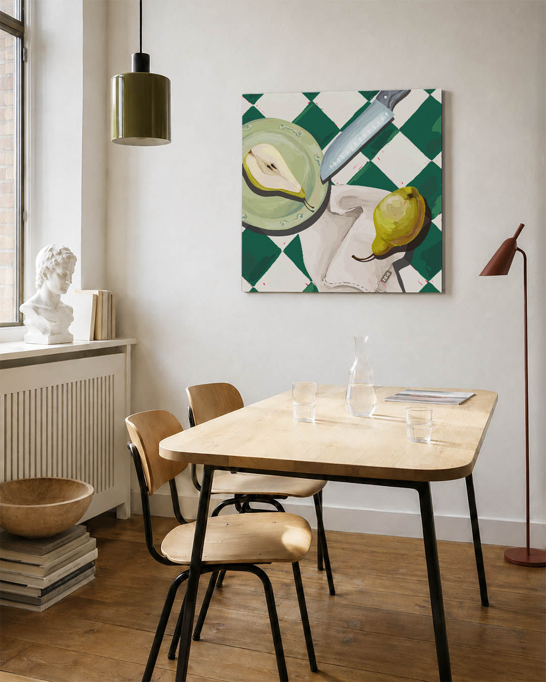Fruit en mes compositie Kunstwerk