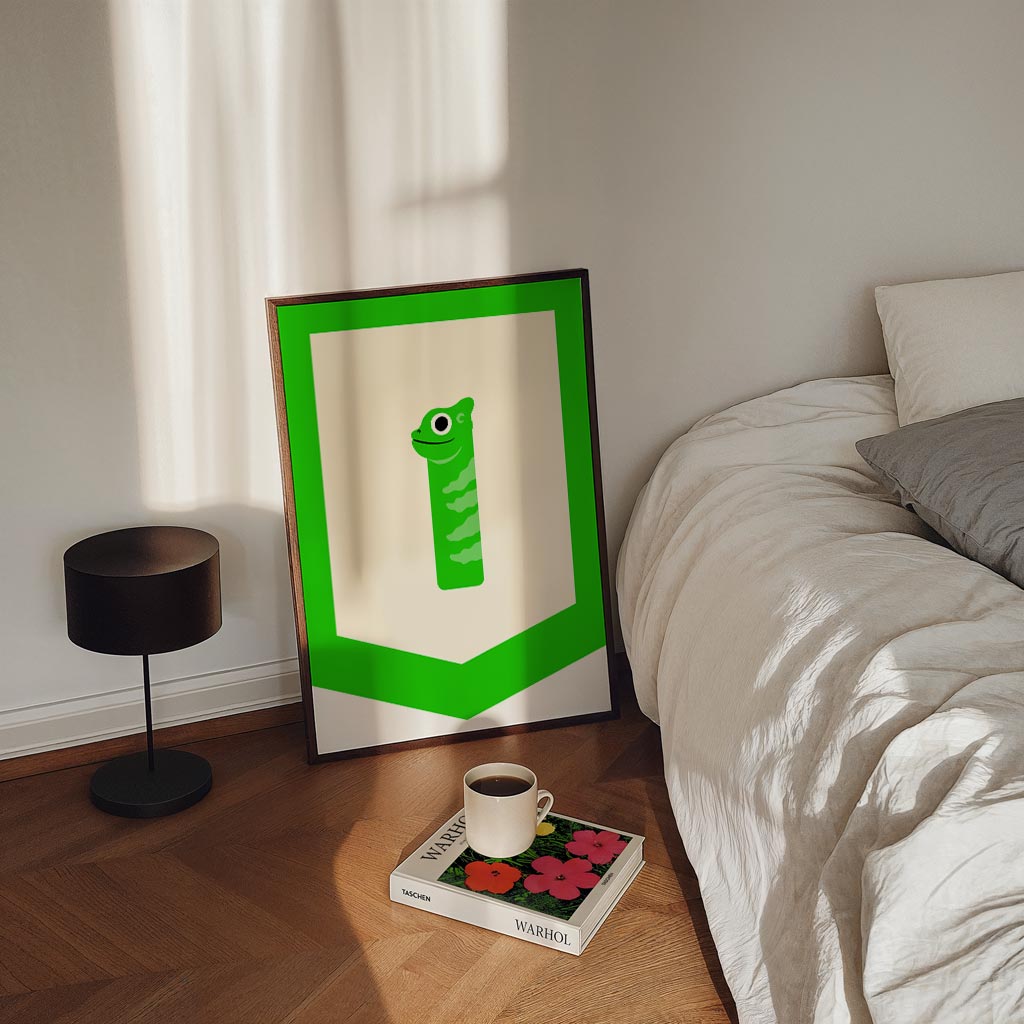 Vrolijke Kameleon Kunstposter-WallArtistic