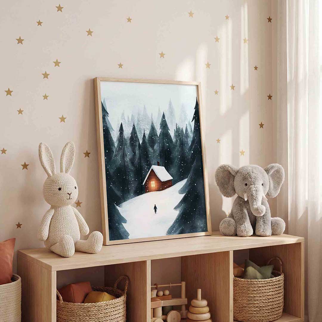 Sneeuwlandschap met huis Poster