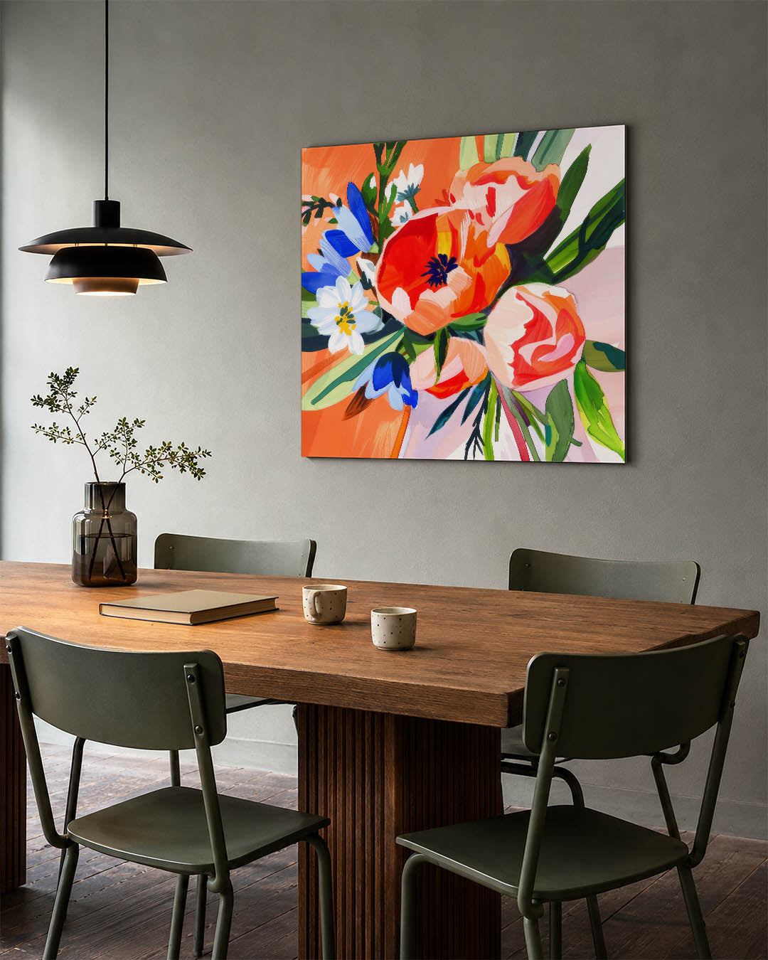 Vrolijke bloemenexplosie Kunstwerk