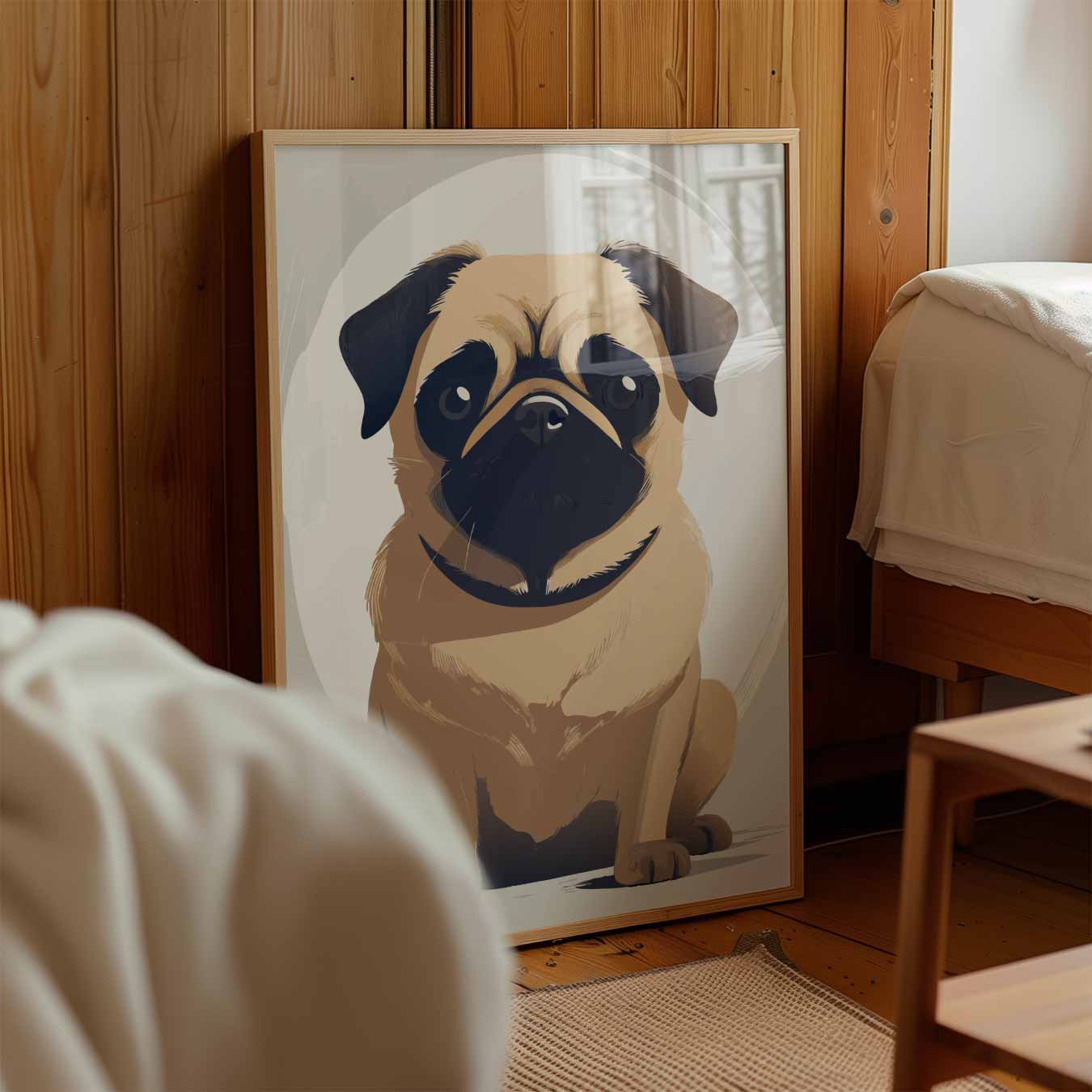 Schattige Mopshond Illustratie Poster-WallArtistic