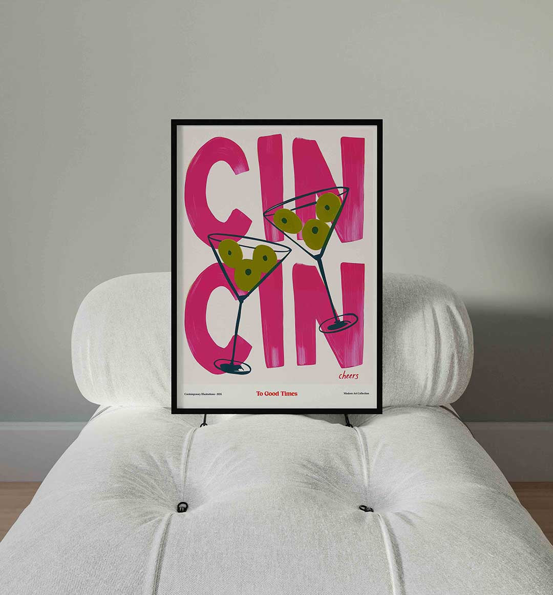 Cocktailglazen en tekst Poster