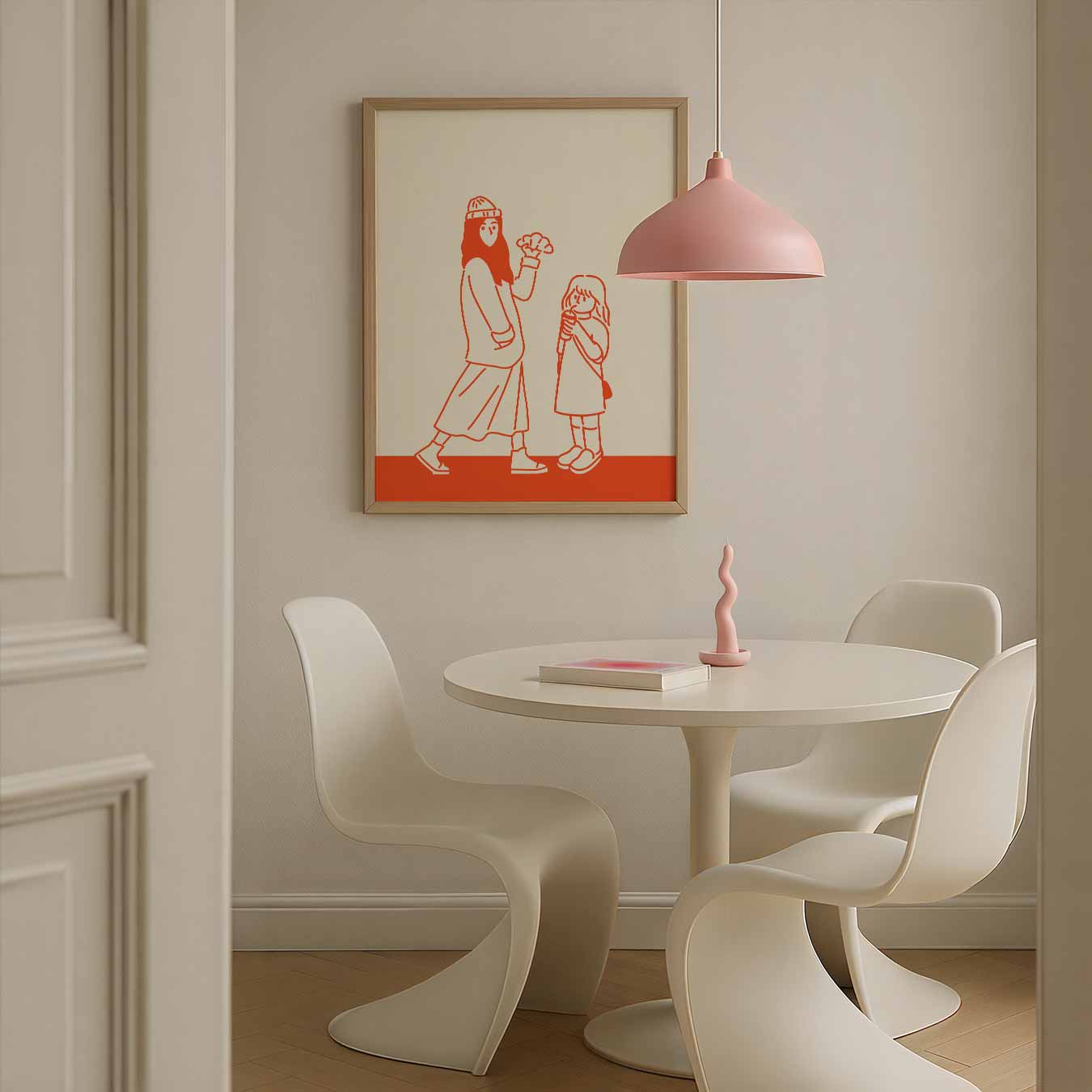 Vrolijke Wandeling Illustratie Poster-WallArtistic