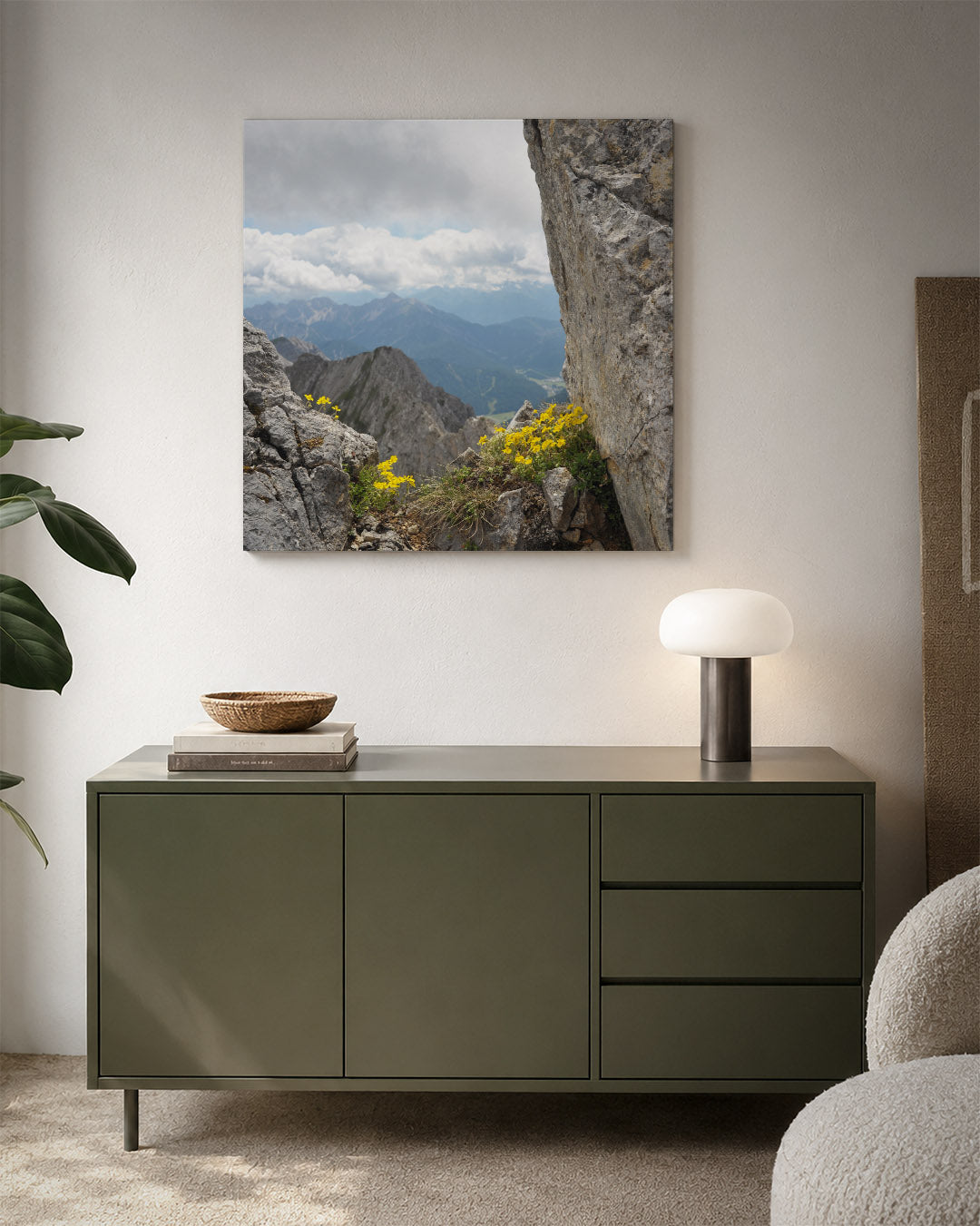 Berglandschap met bloemen Kunstwerk