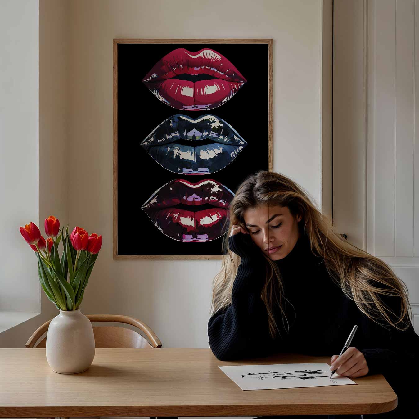 Stijlvolle Lippen Poster-WallArtistic